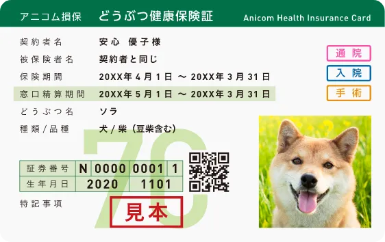どうぶつ健康保険証のイメージ